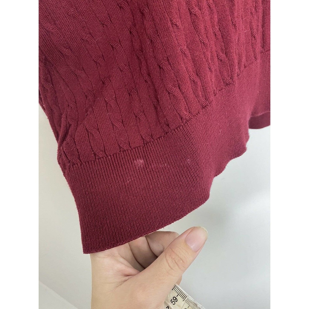 Michael Kors Cable Knit red hooded Button Cardigan Sweater size large - Picture 7 of 7